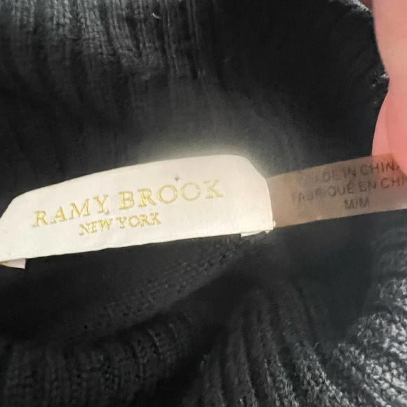 Ramy Brook Black Crochet Lace Hem Wool Turtleneck‎ Sweater Size US Medium - Picture 11 of 12
